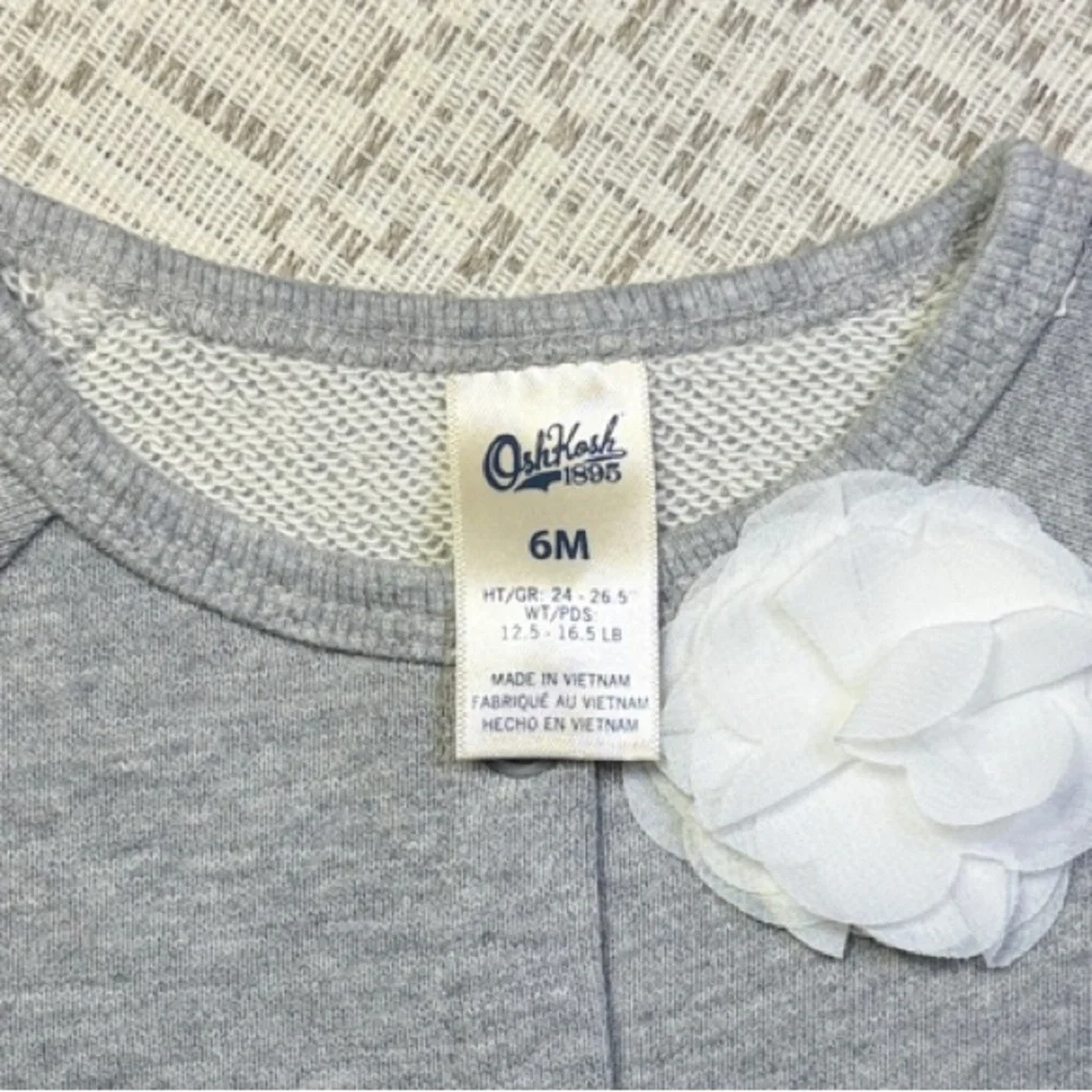 OshKosh B'gosh Light Gray Baby Sweater with White Flower